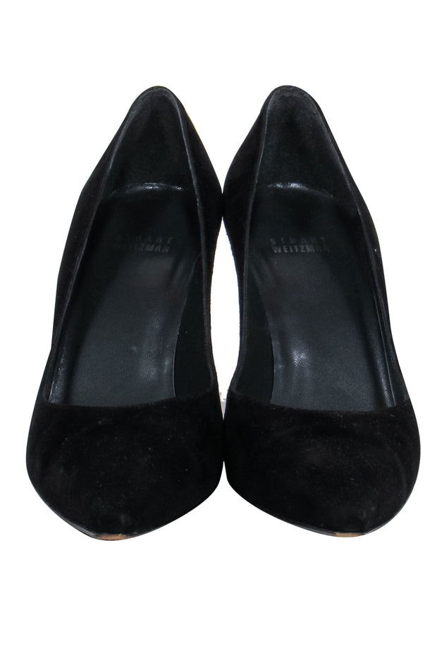 Current Boutique-Stuart Weitzman - Black Suede Pointed Toe Pumps Sz 9