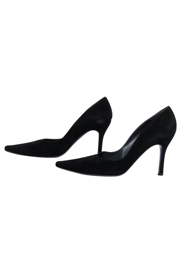 Current Boutique-Stuart Weitzman - Black Suede Pointed Toe Pumps Sz 9