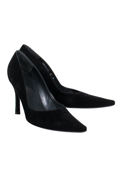 Current Boutique-Stuart Weitzman - Black Suede Pointed Toe Pumps Sz 9