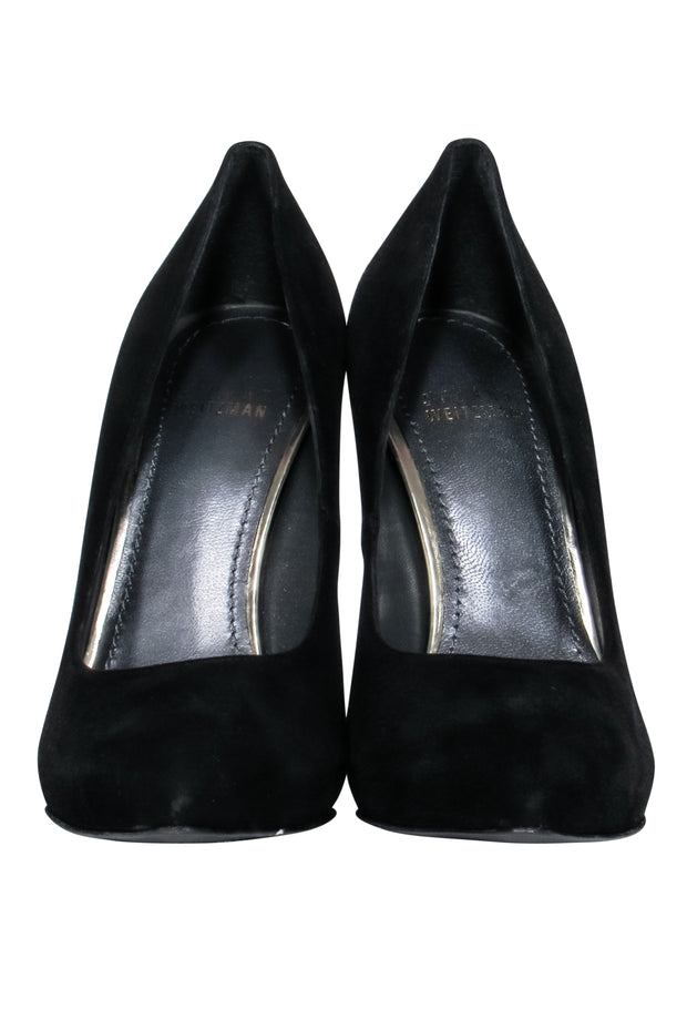 Current Boutique-Stuart Weitzman - Black Suede Pumps w/ Leopard Print Calf Hair Heel Sz 6.5