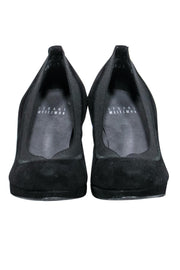 Current Boutique-Stuart Weitzman - Black Suede Rounded Toe Pumps Sz 5