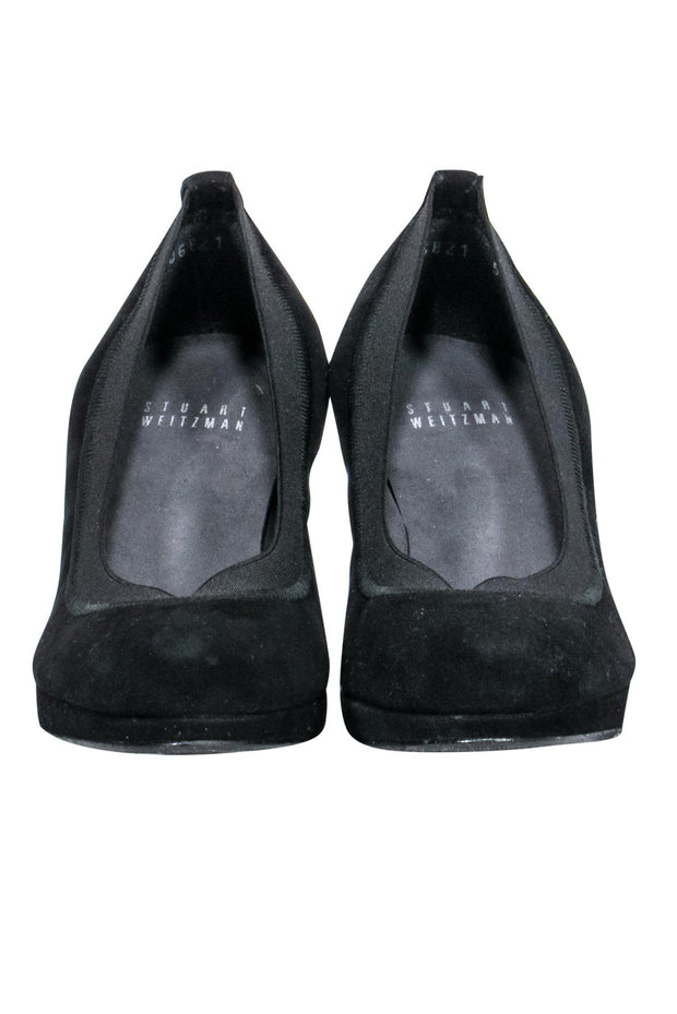 Current Boutique-Stuart Weitzman - Black Suede Rounded Toe Pumps Sz 5