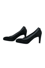 Current Boutique-Stuart Weitzman - Black Suede Rounded Toe Pumps Sz 5