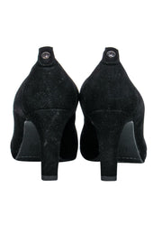 Current Boutique-Stuart Weitzman - Black Suede Rounded Toe Pumps Sz 5