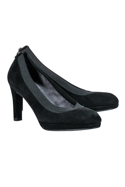 Current Boutique-Stuart Weitzman - Black Suede Rounded Toe Pumps Sz 5