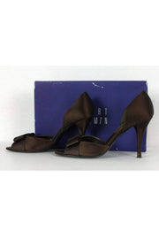 Current Boutique-Stuart Weitzman - Brown Satin Peep-Toe Pumps Sz 7 M