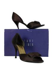 Current Boutique-Stuart Weitzman - Brown Satin Peep-Toe Pumps Sz 7 M