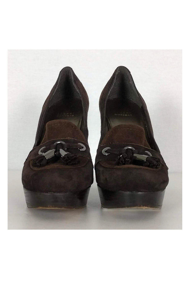 Current Boutique-Stuart Weitzman - Brown Suede Loafer Pumps Sz 8.5