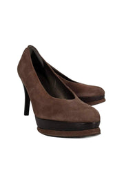 Current Boutique-Stuart Weitzman - Brown Suede Platform Pumps Sz 6