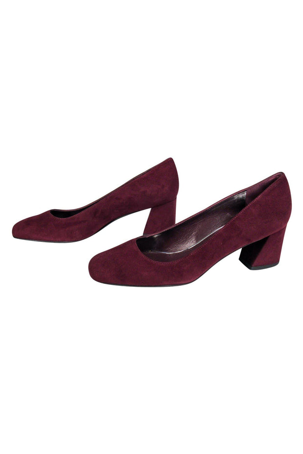 Current Boutique-Stuart Weitzman - Burgundy Suede Block Heels Sz 7.5