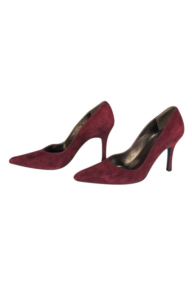 Current Boutique-Stuart Weitzman - Burgundy Suede Pointed-Toe Pump Sz 5