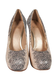 Current Boutique-Stuart Weitzman - Gray & Tan Snakeskin Platform Heels Sz 9.5