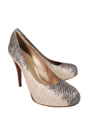 Current Boutique-Stuart Weitzman - Gray & Tan Snakeskin Platform Heels Sz 9.5