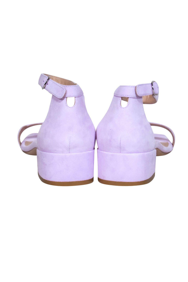 Current Boutique-Stuart Weitzman - Lilac Suede Ankle Strap Square Toe Sandals Sz 11.5