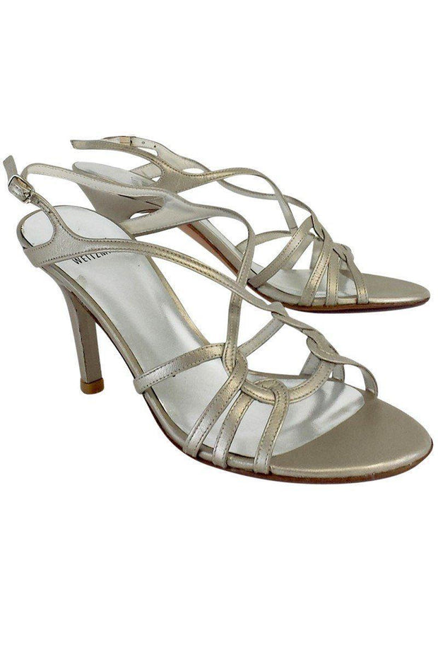 Current Boutique-Stuart Weitzman - Silver Strappy Heels Sz 6