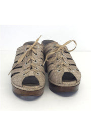 Current Boutique-Stuart Weitzman - Snake Embossed Leather Lace-Up Clogs Sz 6.5