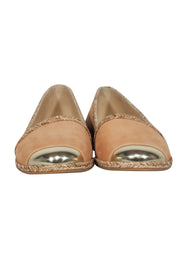 Current Boutique-Stuart Weitzman - Tan Suede Espadrille Flats w/ Wicker Trim & Gold Toe Sz 7