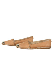 Current Boutique-Stuart Weitzman - Tan Suede Espadrille Flats w/ Wicker Trim & Gold Toe Sz 7