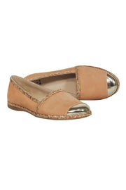 Current Boutique-Stuart Weitzman - Tan Suede Espadrille Flats w/ Wicker Trim & Gold Toe Sz 7