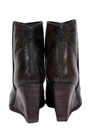 Current Boutique-Stuart Weitzman - Walnut Marbled Leather "Rho" Ankle Booties Sz 9