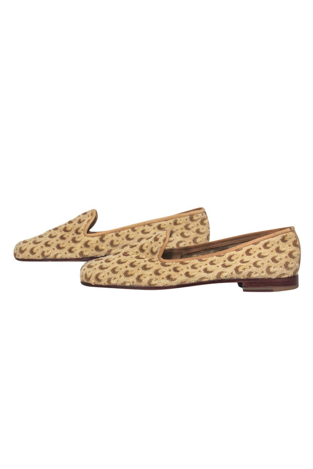 Current Boutique-Stubbs & Wootton - Beige Woven Dotted Texture Slipper Loafers Sz 7.5