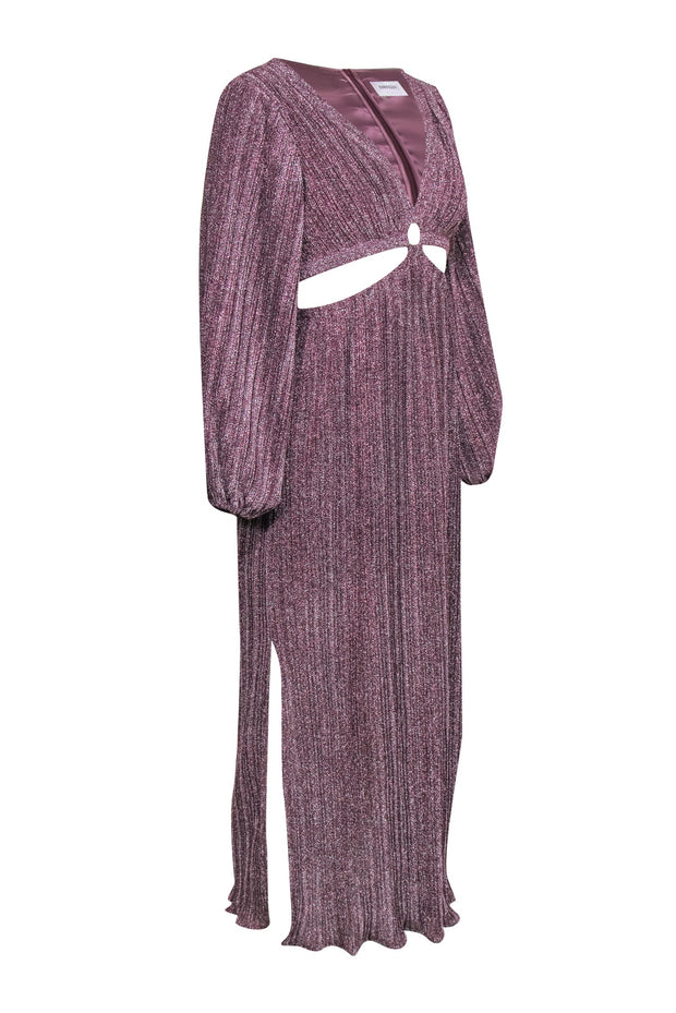 Current Boutique-Suboo - Mauve Sparkle Balloon Sleeve Maxi Dress w/ Side Cutouts Sz S