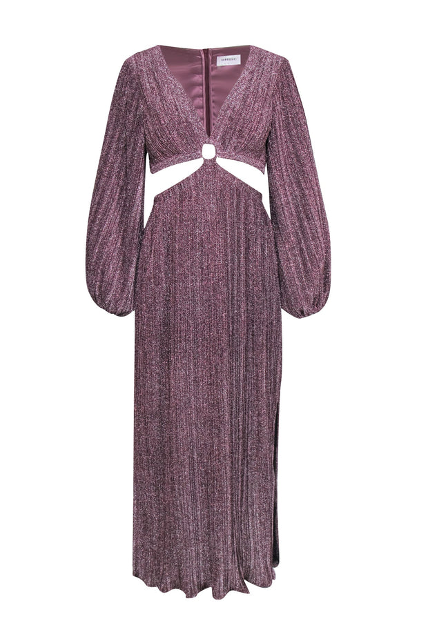 Current Boutique-Suboo - Mauve Sparkle Balloon Sleeve Maxi Dress w/ Side Cutouts Sz S