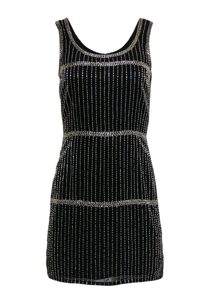 Current Boutique-Susana Monaco - Black & Gold Beaded Mini Tank Dress Sz S