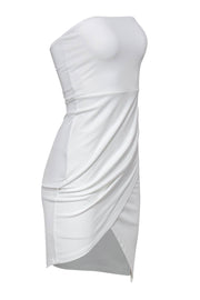 Current Boutique-Susana Monaco - White Strapless Bodycon Dress w/ Ruched Tulip Skirt Sz S