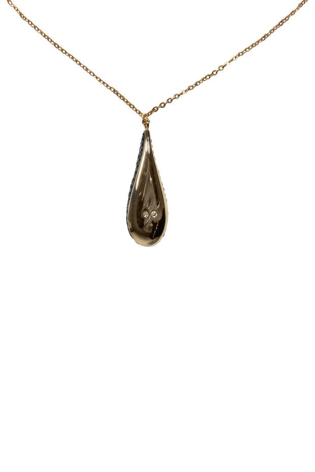 Current Boutique-Swarovski - Grey & Silver Gem Teardrop Necklace