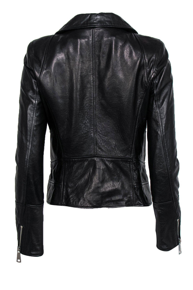 Current Boutique-Sylvie Schimmel - Black Leather Zip-Up Jacket Sz 8