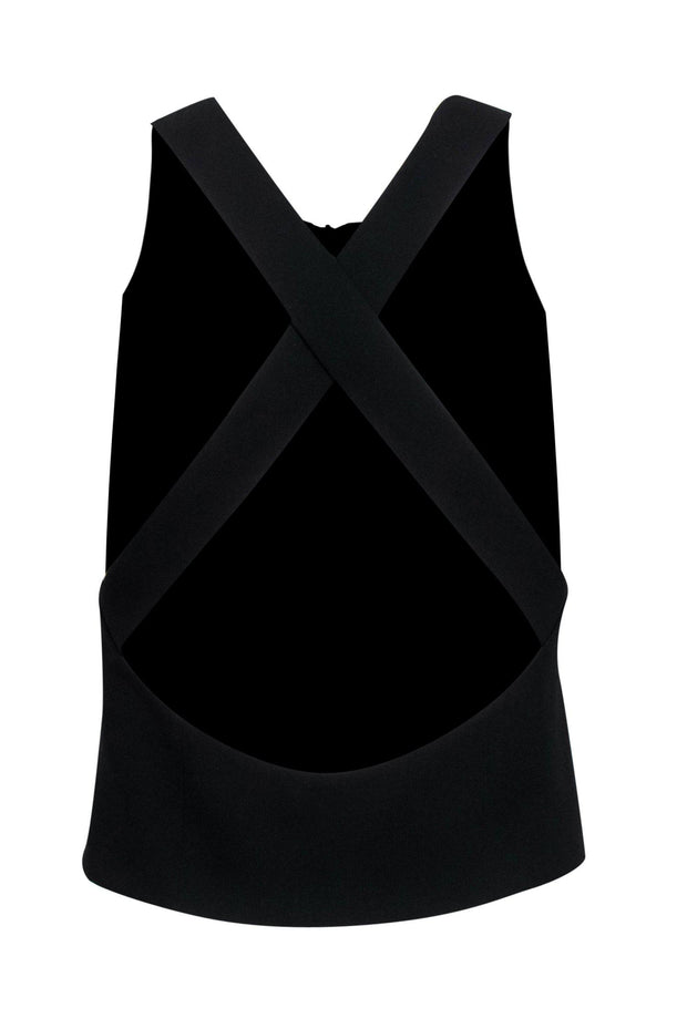 Current Boutique-T by Alexander Wang - Black Sleeveless Zip-Up Top w/ Crisscross Back Sz 6