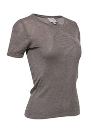 Current Boutique-TSE Cashmere - Brown Cashmere & Silk Short Sleeve Knit Top Sz L