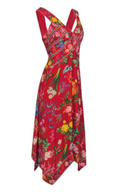 Current Boutique-Tadashi Shoji - Red Floral Print Sleeveless Maxi Dress Sz 14