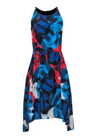 Current Boutique-Tahari - Blue & Red Large Floral Sleeveless Dress Sz 8