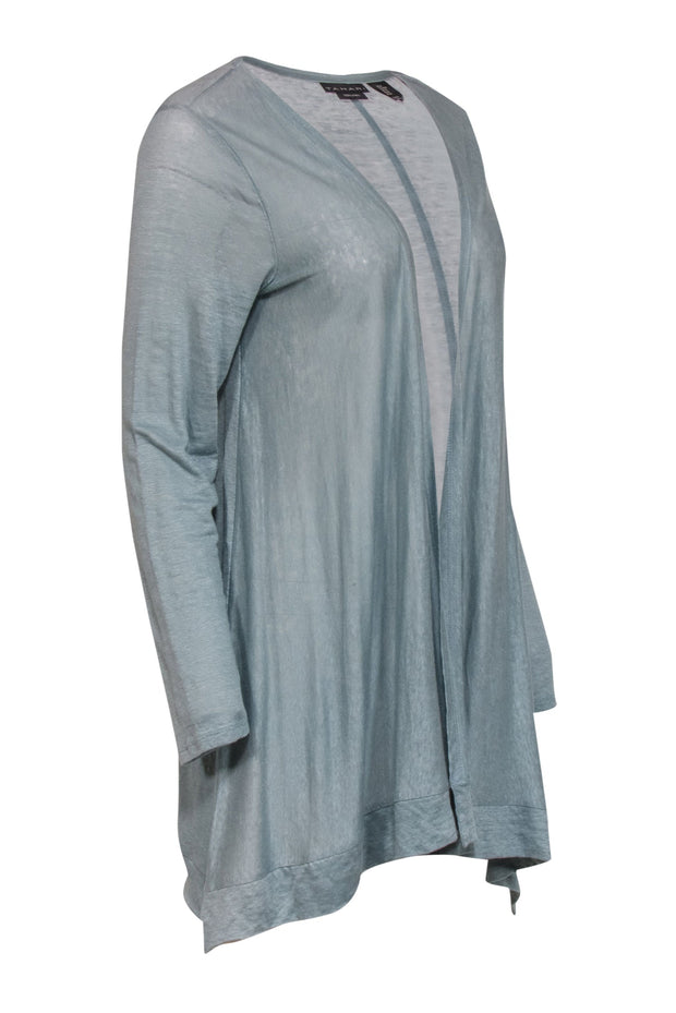 Current Boutique-Tahari - Teal Open Front Linen Cardigan Sz M