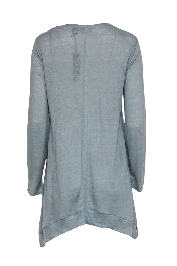 Current Boutique-Tahari - Teal Open Front Linen Cardigan Sz M