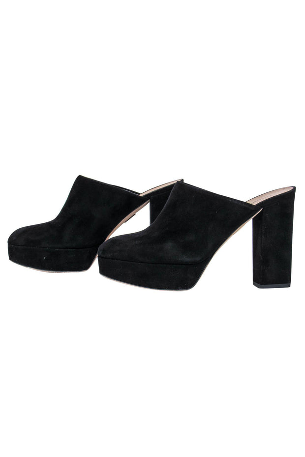 Current Boutique-Tamara Mellon - Black Suede Heeled Mules Sz 6.5