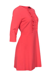 Current Boutique-Tara Jarmon - Coral Long Sleeved Ruffle Dress Sz 14