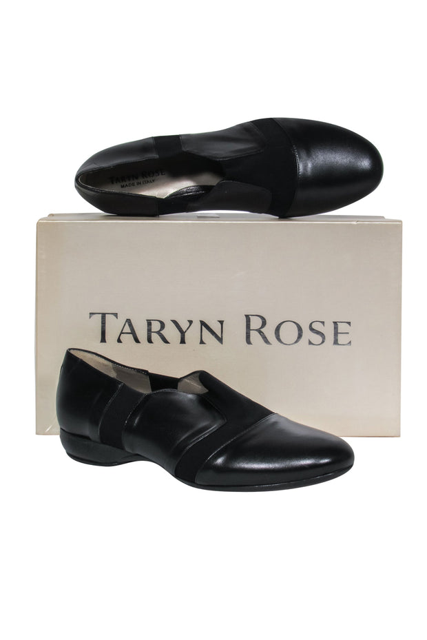 Current Boutique-Taryn Rose - Black Leather & Fabric "Sakia Nappa" Loafers Sz 10