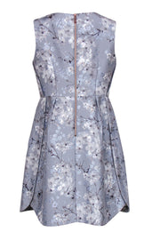 Current Boutique-Ted Baker - Baby Blue Metallic Floral Dress w/ Bow Waist Sz 12