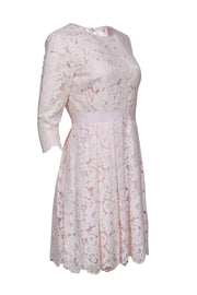 Current Boutique-Ted Baker - Baby Pink Lace Long Sleeved A-Line Dress Sz 8