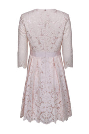 Current Boutique-Ted Baker - Baby Pink Lace Long Sleeved A-Line Dress Sz 8