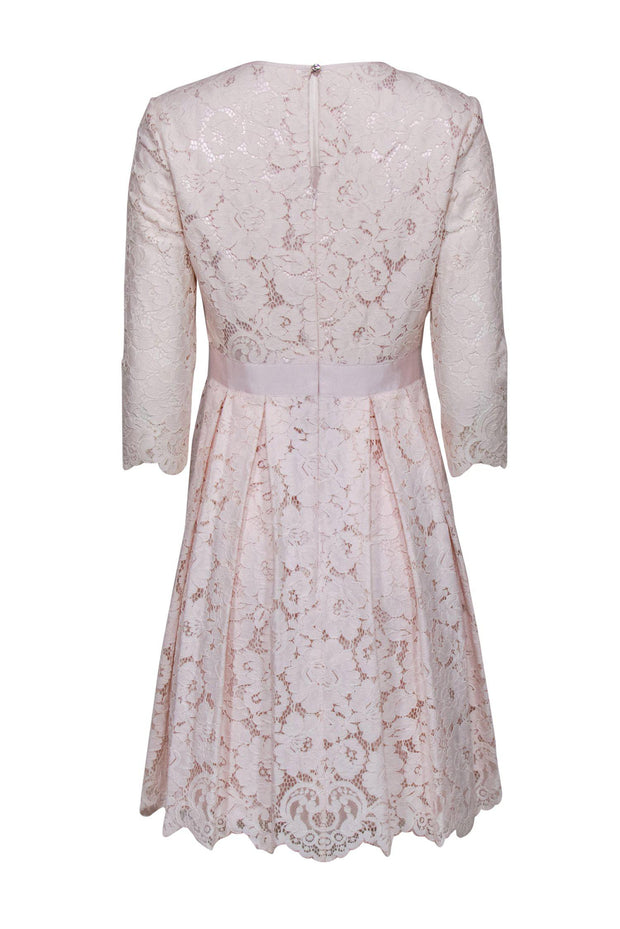 Current Boutique-Ted Baker - Baby Pink Lace Long Sleeved A-Line Dress Sz 8