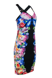 Current Boutique-Ted Baker - Black Fitted Floral Cocktail Dress w/ Exposed Zipper Sz 6