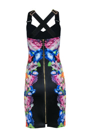 Current Boutique-Ted Baker - Black Fitted Floral Cocktail Dress w/ Exposed Zipper Sz 6