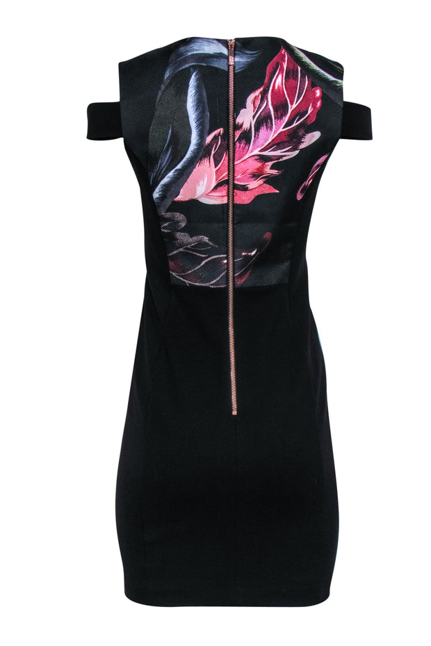 Current Boutique-Ted Baker - Black Floral Shoulder Strap Midi Dress Sz 6