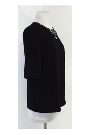 Current Boutique-Ted Baker - Black Jeweled Neckline Blouse Sz 6