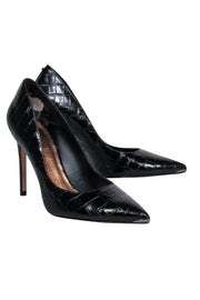 Current Boutique-Ted Baker - Black Snakeskin Embossed Pointed Toe Pumps Sz 9.5