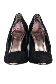 Current Boutique-Ted Baker - Black Suede Pointed Toe Heels w/ Rose Gold Trim Sz 9.5